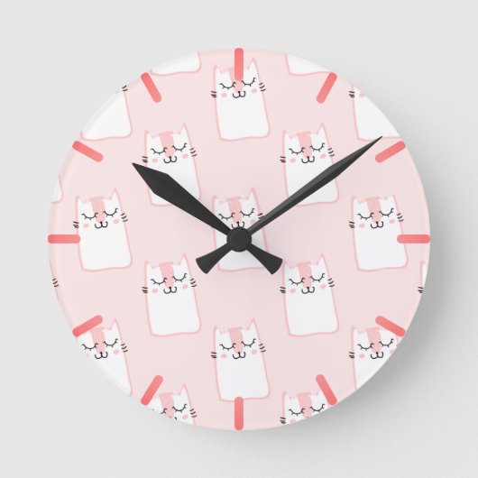 Lächelnde Katze Runde Wanduhr (Vorderseite)