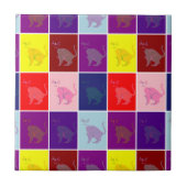 Lächelnde Katzenart Pop Fliese (Vorderseite)