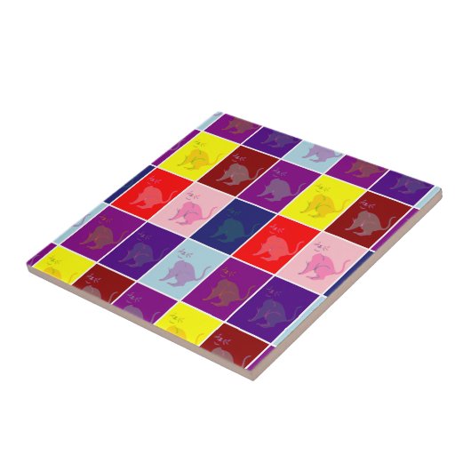 Lächelnde Katzenart Pop Fliese (Seite)