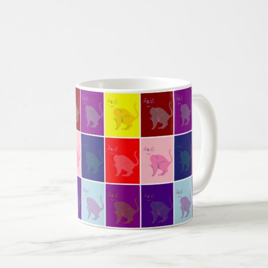 Lächelnde Katzenart Pop Kaffeetasse (VorderseiteRechts)