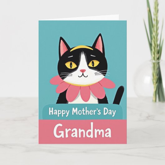 Lächelnde Katzenmutter Karte (Vorderseite)