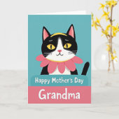 Lächelnde Katzenmutter Karte (Gelbe Blume)