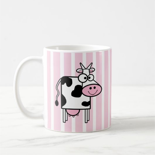 Lächelnde Kuh Girly Animal Print Kaffeetasse (Links)