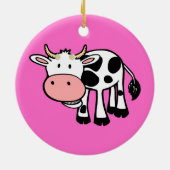 Lächelnde Kuh mit Daisies Keramik Ornament (Hinten)