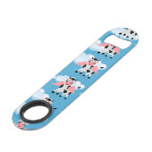 Lächelnde Kuh rosa Flügel Fliegender tierischer Ca Speed Flaschenöffner (Rückseite Schrägansicht)