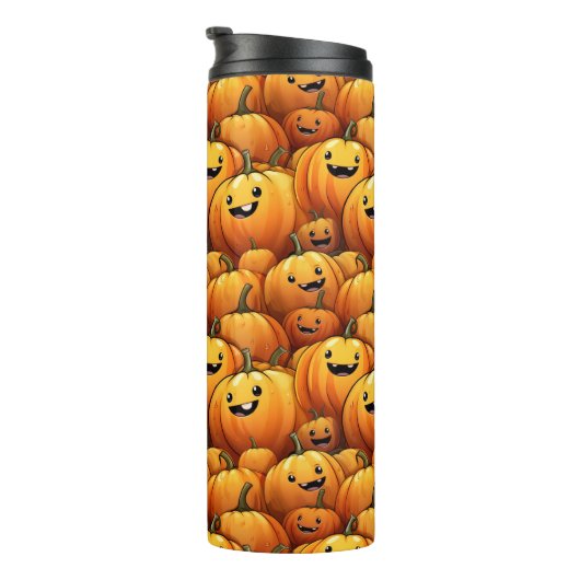 Lächelnde Kürbis Thermosbecher (Nach rechts gedreht)