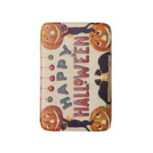 Lächelnde Kürbislaterne Pumpkin Black Cat Äpfel Badematte (Vorderseite Vertikal)