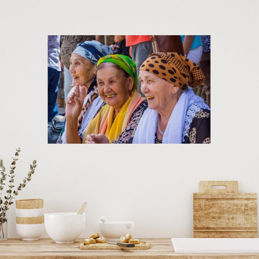 Lächelnde Ladys Poster (Küche)