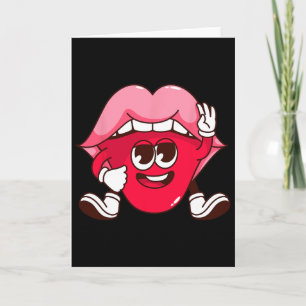 Lächelnde Lippen Cartoon Valentinstag Jugendliche  Karte