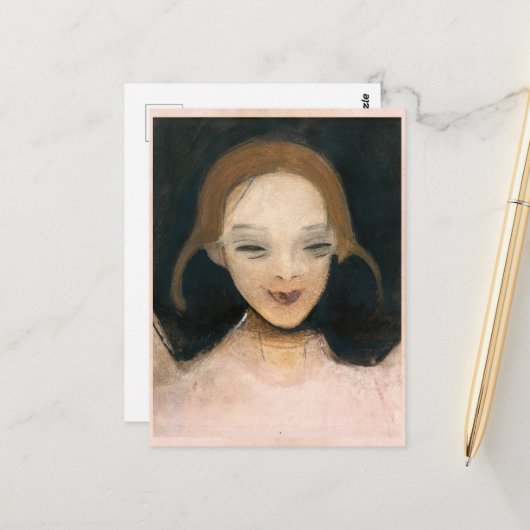 Lächelnde Mädchen, Helene Schjerfbeck Postkarte (Vorderseite/Rückseite Beispiel)