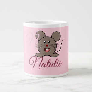 Lächelnde Maus - in Pastellrosa mit Monogramm Jumbo-Tasse