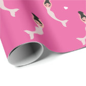 Lächelnde Meerjungfrau mit Herzmuster Geschenkpapier (Rolleneckpunkt)