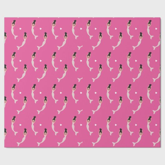 Lächelnde Meerjungfrau mit Herzmuster Geschenkpapier (Saum)