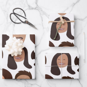 Lächelnde Menschen Gesicht Lächeln Geschenkpapier Set