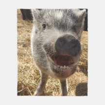 Lächelnde Minischwein-Fleece-Decke, Medium