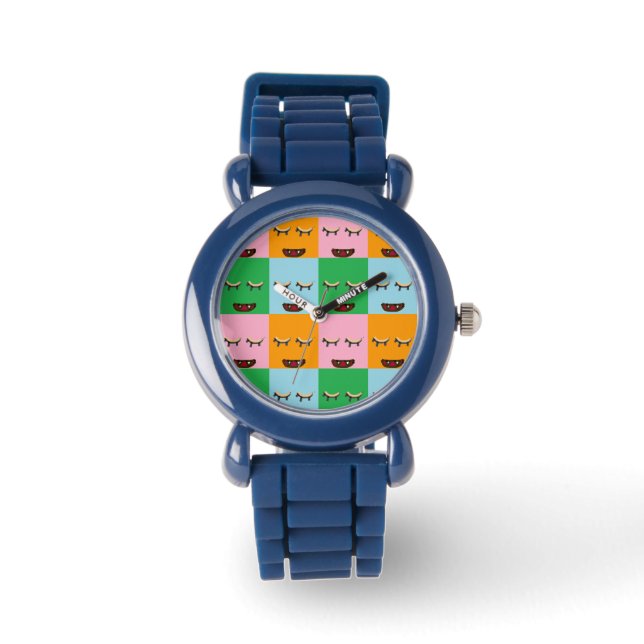 Lächelnde Monsterblockgesichte Armbanduhr (Vorderseite)
