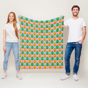 Lächelnde Monsterblockgesichte Fleecedecke