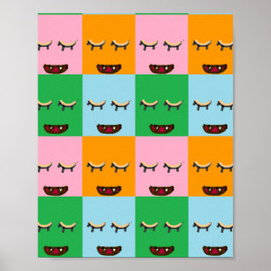 Lächelnde Monsterblockgesichte Poster