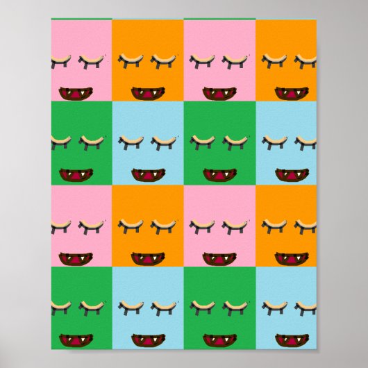 Lächelnde Monsterblockgesichte Poster (Vorne)