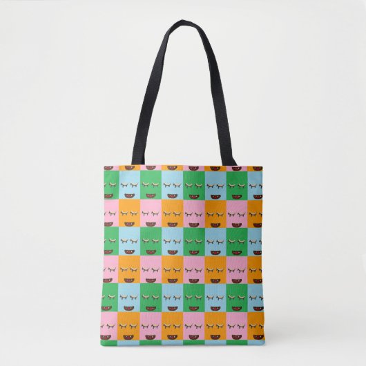 Lächelnde Monsterblockgesichte Tasche (Vorderseite)