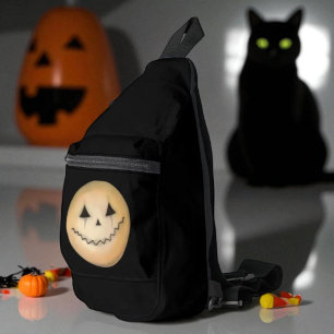 Lächelnde Moon Illustration Fantasy Halloween Art Crossbody Bag