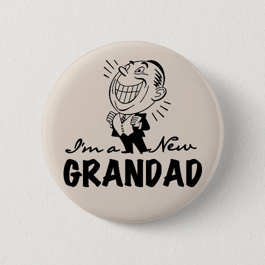 Lächelnde neue Grandad-T - Shirts und Geschenke Button (Vorderseite)