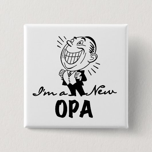 Lächelnde neue Opa T - Shirts und Geschenke Button (Vorderseite)