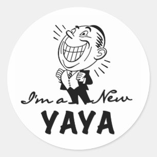 Lächelnde neue Yaya T-Shirts und Geschenke Runder Aufkleber
