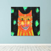 Lächelnde Orange Katze Abstrakte Malerei Leinwanddruck (Insitu (Holzboden))