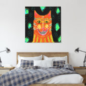 Lächelnde Orange Katze Abstrakte Malerei Leinwanddruck (Insitu (Schlafzimmer))