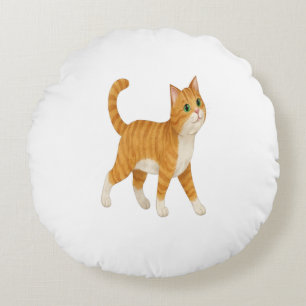 Lächelnde orange Katze Deko-Kissen Rundes Kissen