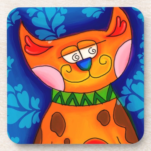 Lächelnde Orange Tabby Cat Getränkeuntersetzer (Vorderseite)
