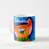 Lächelnde Orange Tabby Cat Kaffeetasse (Vorderseite Links)