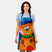 Lächelnde Orange Tabby Cat Schürze (Getragen)