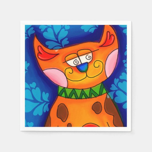 Lächelnde Orange Tabby Cat Serviette (Vorderseite)