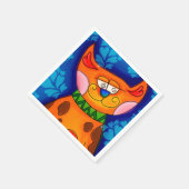 Lächelnde Orange Tabby Cat Serviette (Ecke)