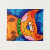 Lächelnde Orange Tabby Cat Wandteppich (Vorderseite (Horizontal))