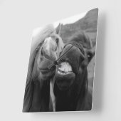 Lächelnde Pferde Getty Bild-| Quadratische Wanduhr (Winkel)