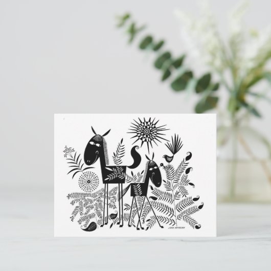 Lächelnde Pferde Postkarte (Stehend Vorderseite)