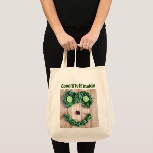 Lächelnde pflanzliche Funny Tote Tasche (Vorderseite (Produkt))