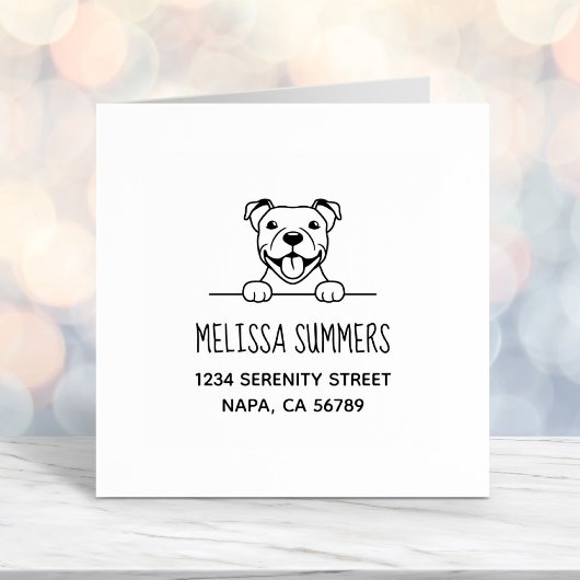 Lächelnde Pit Bull-Dog-Adresse Permastempel