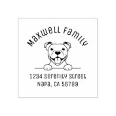 Lächelnde Pit Bull-Dog-Arch-Adresse Gummistempel (Prägung)