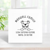 Lächelnde Pit Bull-Dog-Arch-Adresse Gummistempel