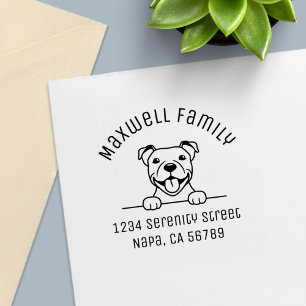 Lächelnde Pit Bull-Dog-Arch-Adresse Permastempel