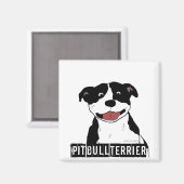 Lächelnde Pit Bull (Schwarz-Weiß-Rasse) Magnet (Vorderseite/Rückseite)