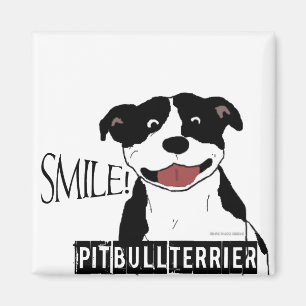 Lächelnde Pitbull (Schwarzweiss) Magnet