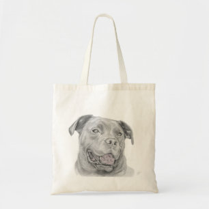 Lächelnde Pitbull Skizze-Taschen-Tasche Tragetasche