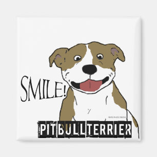 Lächelnde Pitbull (TAN und Weiß) Magnet