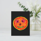 Lächelnde Pizza-Gesicht-Illustrationsdesign Postkarte (Stehend Vorderseite)