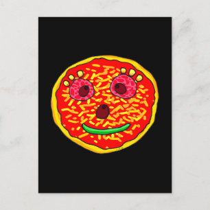 Lächelnde Pizza-Gesicht-Illustrationsdesign Postkarte